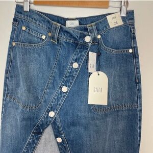 Gap x Cult Gaia Asymmetrical Denim Maxi Skirt Indigo Size 28 

New with tags